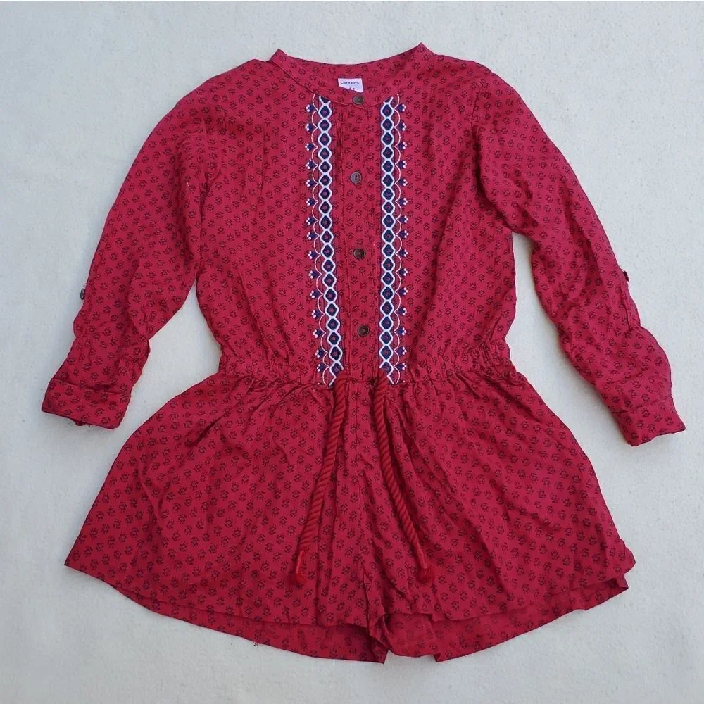 Carter's flower pattern roll up sleeve romper Size 4T